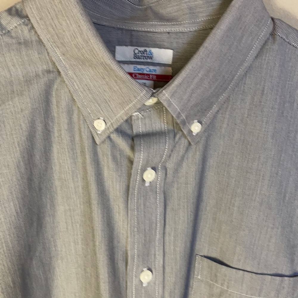 Croft & Barrow classic fit blue thin striped dress shirt - Picture 4 of 6